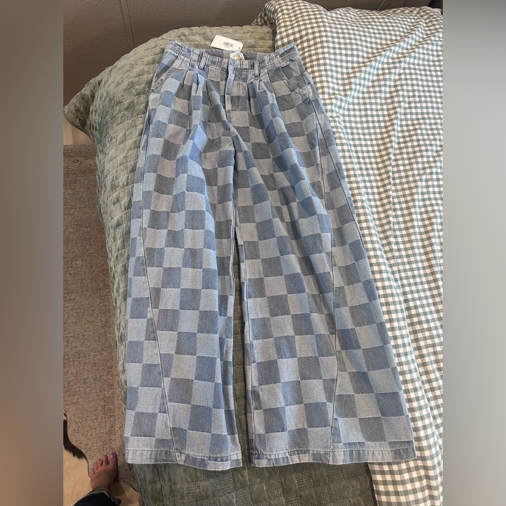 Bibi wide leg checkered trousers